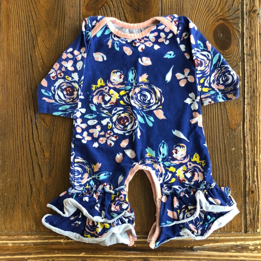 Blue floral romper